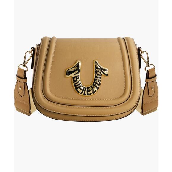 True Religion Tan Horseshoe Logo Crossbody Bag NWT - Picture 1 of 6